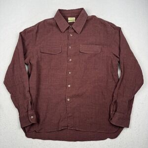 De Bonne Facture Shirt Mens 50 Red Linen Wool Overshirt Button Up Casual